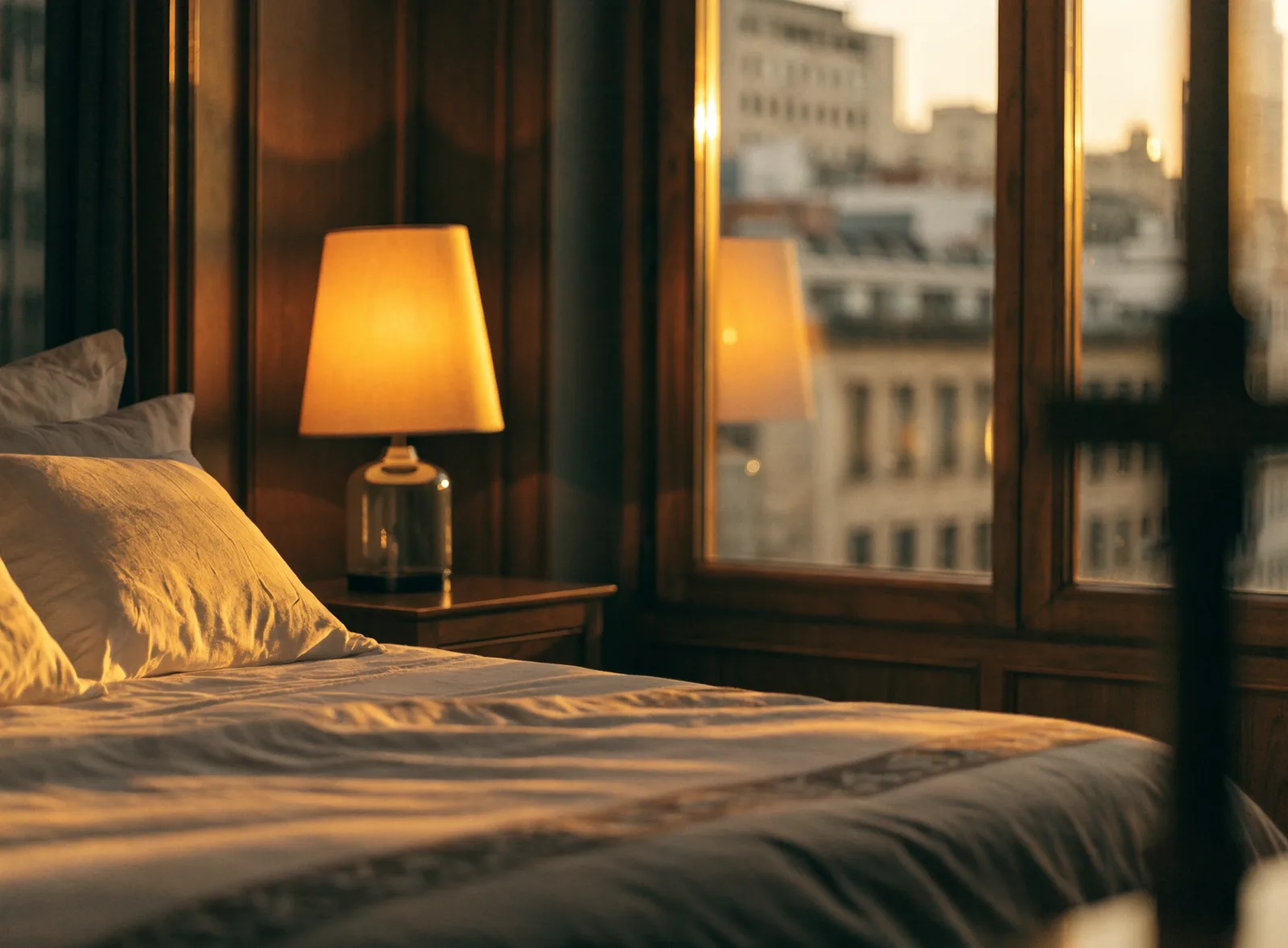 Dormitorio con cama queen